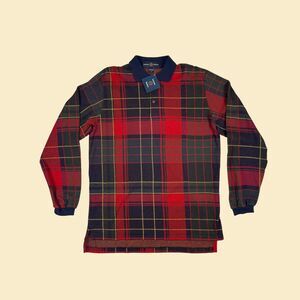 90s plaid polo shirt by Lawton Harbour, vintage new old stock (w/ tags)